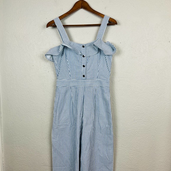 Zara Pants - Zara Sailor Stripe Jumpsuit Strappy Button Front Detail - M